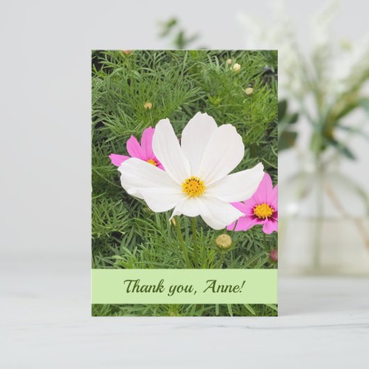  Kaart met roze bloemen (Staand voorkant)