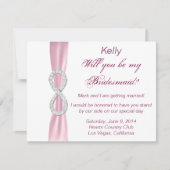 Kaart met roze diamanten finity Wedding Bridesmaid (Voorkant)