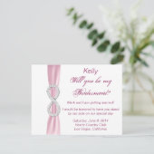 Kaart met roze diamanten finity Wedding Bridesmaid (Staand voorkant)