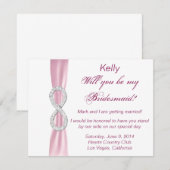 Kaart met roze diamanten finity Wedding Bridesmaid (Voorkant / Achterkant)