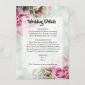Kaart met roze Floral Pastel Wedding Details Enclo (Voorkant)