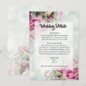 Kaart met roze Floral Pastel Wedding Details Enclo (Voorkant / Achterkant)