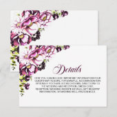 Kaart met roze Floral Wedding Details Enclosure (Voorkant / Achterkant)