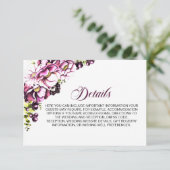 Kaart met roze Floral Wedding Details Enclosure (Staand voorkant)