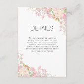 Kaart met roze Floral Wedding Details Enclosure (Voorkant)