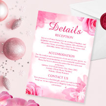 Kaart met roze Floral Wedding Details Enclosure