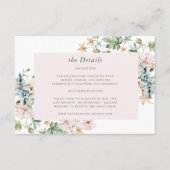 Kaart met roze Floral Wedding Details Enclosure (Voorkant)