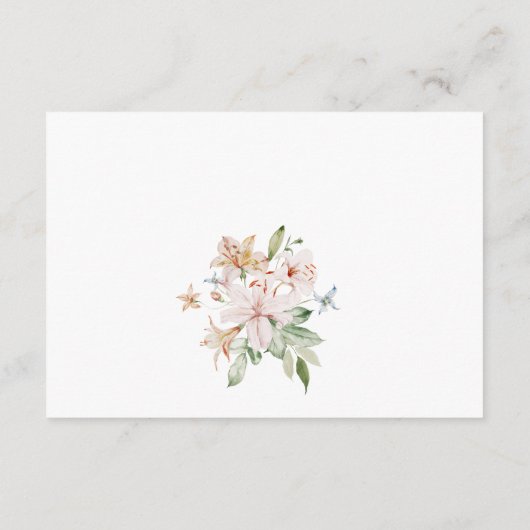 Kaart met roze Floral Wedding Details Enclosure (Achterkant)