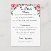 Kaart met roze peach Floral Wedding Details Enclos (Voorkant)