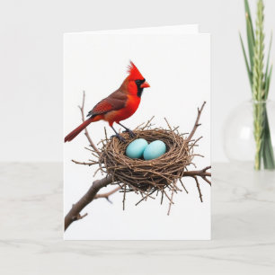Kaart met scène van een scharlakenrode vogel die n
