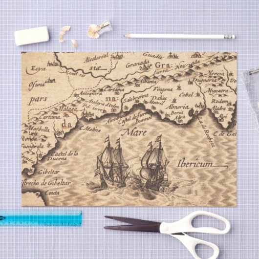  kaart met schepen tissuepapier (Craft)