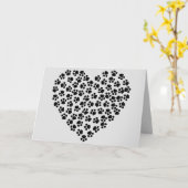 Kaart met silhouet van een pootafdruk hart (Gele Bloem)