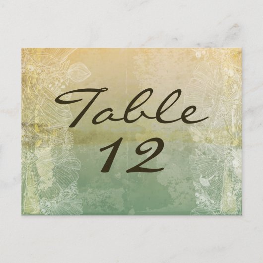 Kaart met tabelnummer  Floral Antiek Victoriaans (Voorkant)