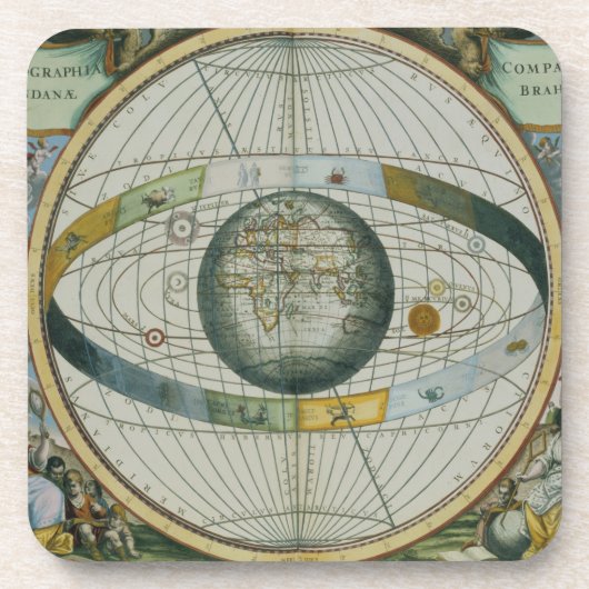 Kaart met Tycho Brahe's System of Planetary Orbi Drankjes Onderzetter (Voorkant)