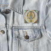Kaart met Tycho Brahe's System of Planetary Orbi Vierkante Button 5,1 Cm (In situ)