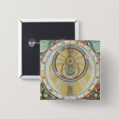 Kaart met Tycho Brahe's System of Planetary Orbi Vierkante Button 5,1 Cm (Voorkant /achterkant)