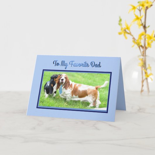 Kaart met Vaderdag/Basset Hounds & Stropdas (Gele Bloem)