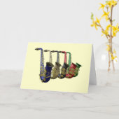 Kaart met vijf kleurrijke saxofoons (Gele Bloem)