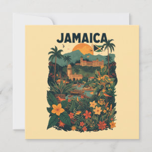 Kaart met vintage stijl Jamaica reisillustratie
