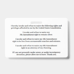 Kaart met wettelijke rechten en privileges badge