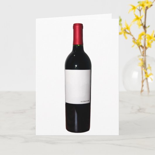 Kaart met wijnflesje (blanco etiket) (Gele Bloem)