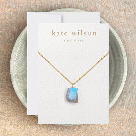 Kaart met wit leder (afbeelding) Ketting