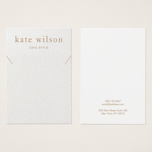 Kaart met wit leder (afbeelding) Ketting (Voorkant /achterkant)