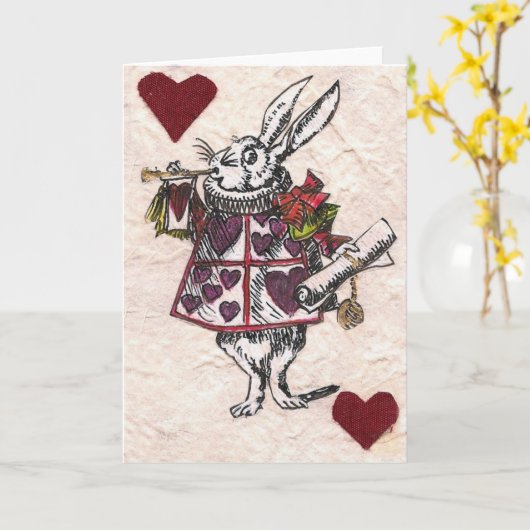 kaart met witte konijn omroeper (Gele Bloem)