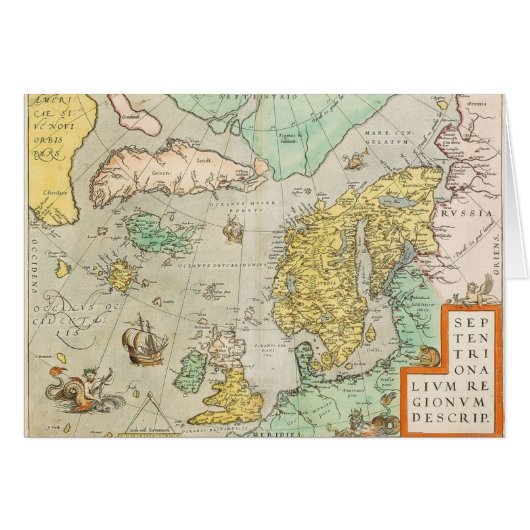  kaart met zeilschepen, (Voorkant Horizontaal)