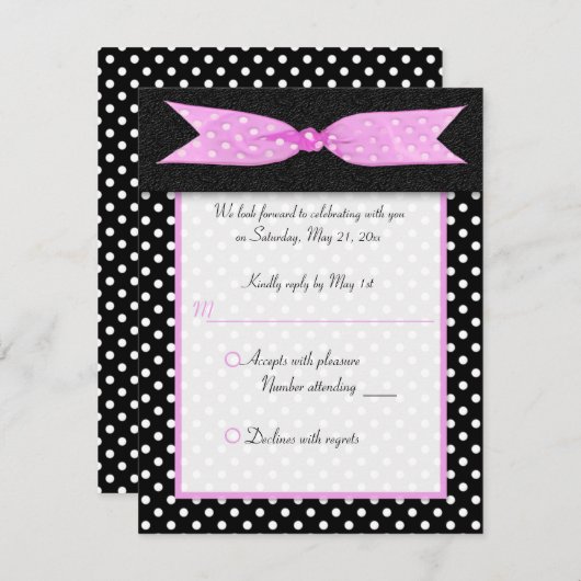 Kaart met zwarte en witte pokadots en zestien antw (Voorkant / Achterkant)