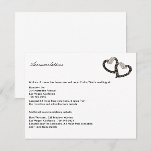 Kaart met zwarte & witte ruithartbehuizing (Voorkant / Achterkant)