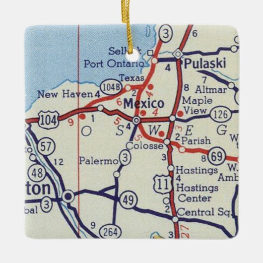  kaart Mexico NY Keramisch Ornament (Voorkant)