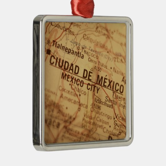 kaart MEXICO-STAD Metalen Ornament (Rechts)