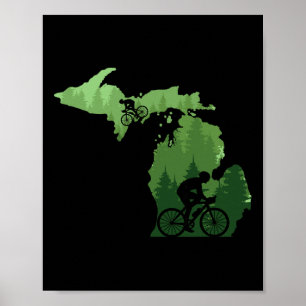 Kaart Michigan Mountainbike Rijder Mtb Fietsen Ber Poster