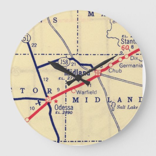  kaart Midland Texas Grote Klok (Voorkant)