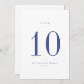 Kaart minimalistisch Regency Blue Wedding Table Nu (Voorkant / Achterkant)