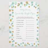 Kaart Mint en Gold Baby shower Price Right Game (Voorkant / Achterkant)