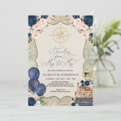  kaart Miss to Mrs Navy Blush Vrijgezellenfeest (Staand voorkant)