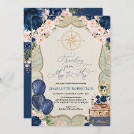 kaart Miss to Mrs Navy Blush Vrijgezellenfeest