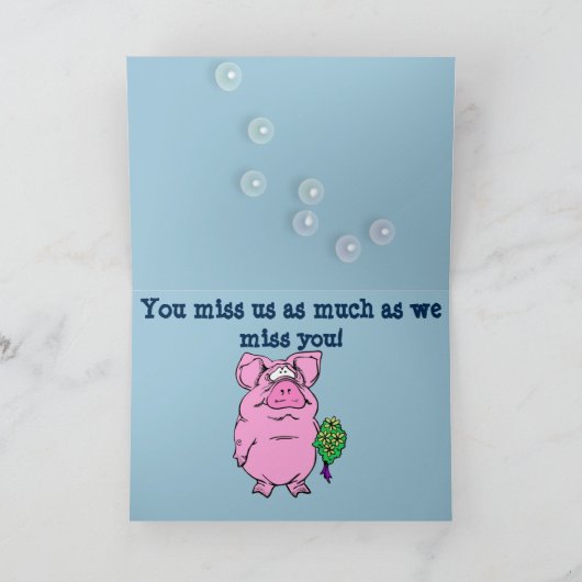kaart 'Missing You' met Pig in a Bubble Bath (Binnen)