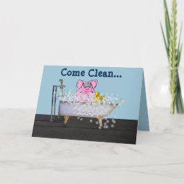 kaart 'Missing You' met Pig in a Bubble Bath