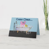 kaart 'Missing You' met Pig in a Bubble Bath (Voorkant)