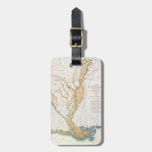 KAART: MISSISSIPPI RIVER, 1861 BAGAGELABEL (Voorkant verticaal)