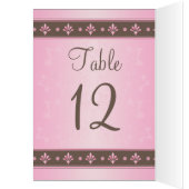 Kaart Mocha en Roze Floral Table Number (Binnen (Links))
