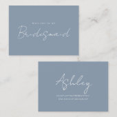 Kaart modern Dusty Blue Bridesmaid-voorstel Notitiekaartje (Voorkant / Achterkant)
