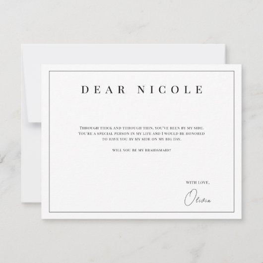 Kaart modern & elegant wit bruidsbruidsvoorstellin (Achterkant)