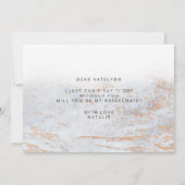 Kaart modern marmer Blue Bridesmaid-voorstel (Achterkant)