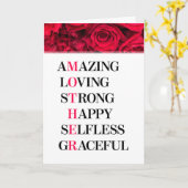 Kaart Moeder Acronym Red Roses (Gele Bloem)