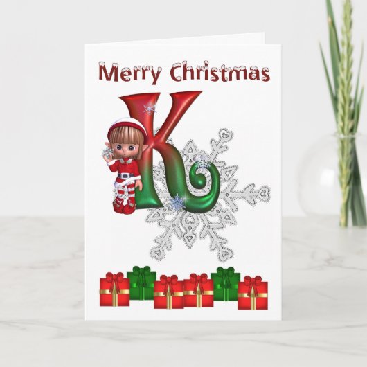 Kaart monogram Christmas K (Voorkant)