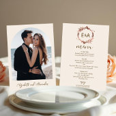 Kaart Monogram Photo Wedding Menu